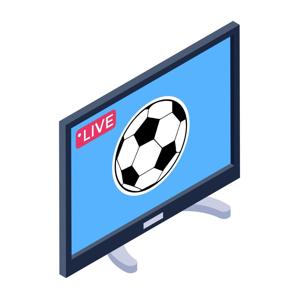 Sports broadcasting program, isometric icon of football match vector