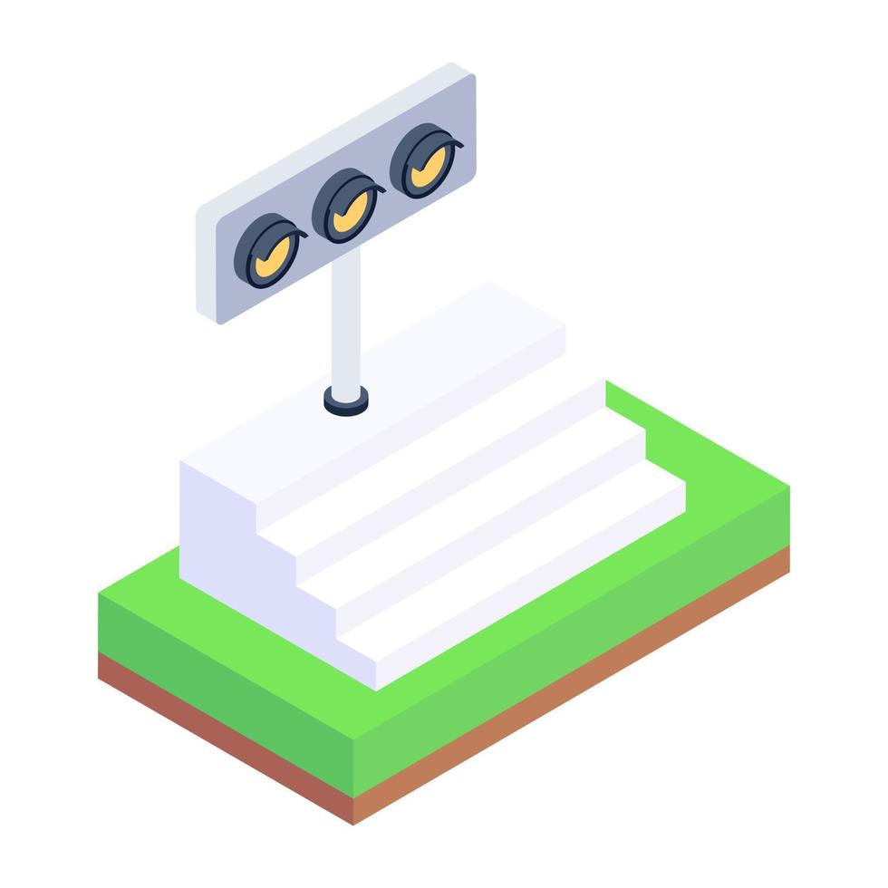 Outdoor bright lights, isometric icon of stadium lights vector