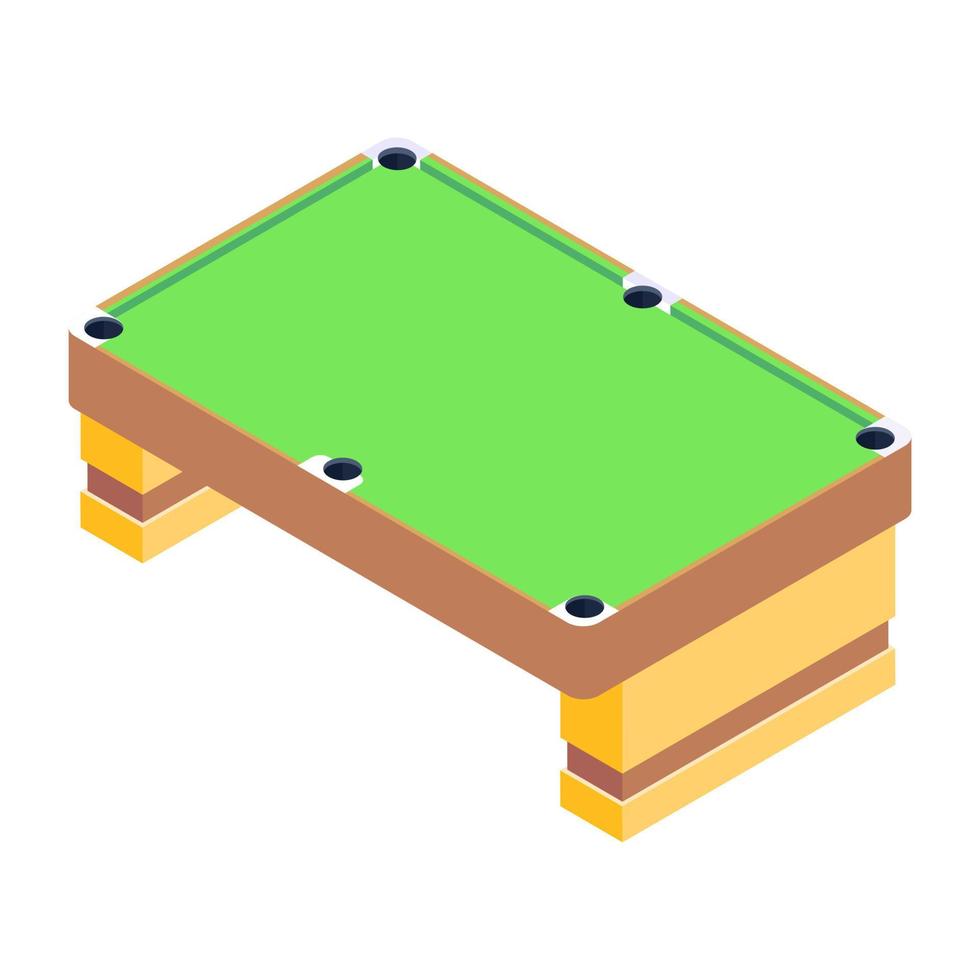 Billiard gaming desk, isometric icon of snooker table vector