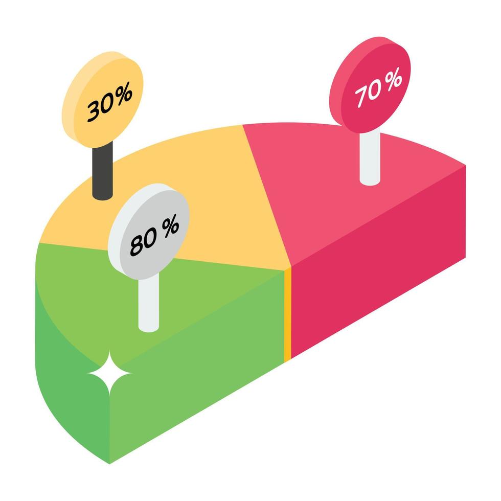 Column chart isometric icon vector