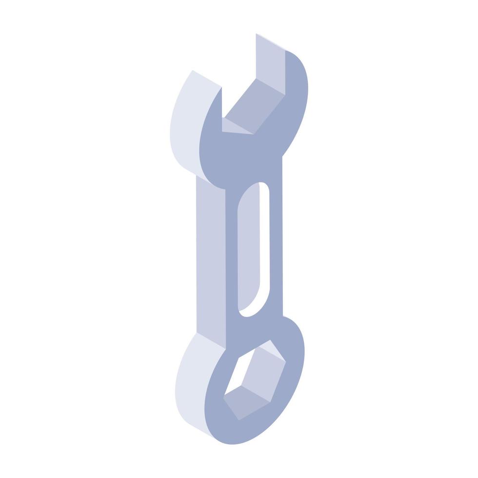 llave inglesa en icono isométrico de moda, herramienta de reparación vector