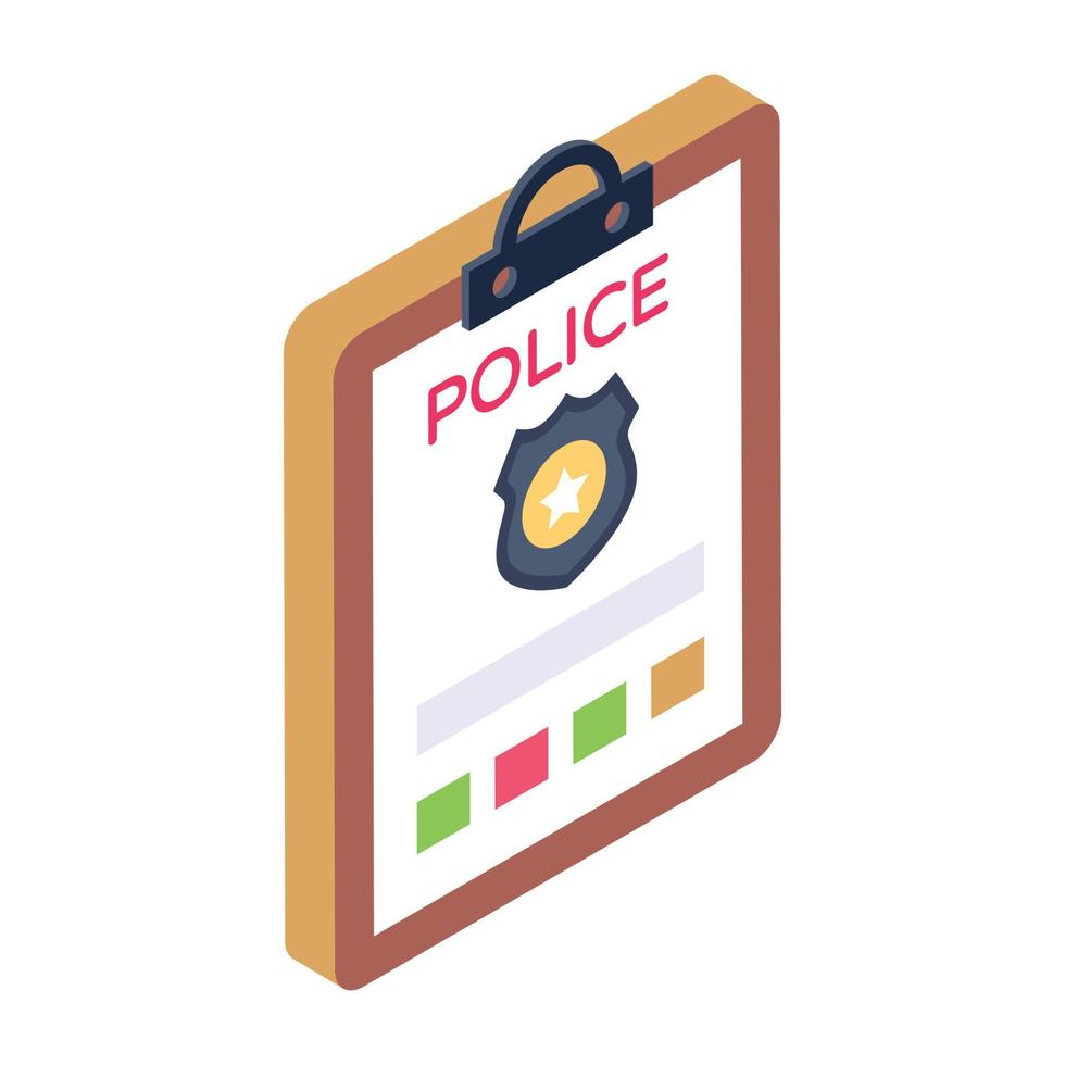 Police complaint in isometric icon, trendy vector