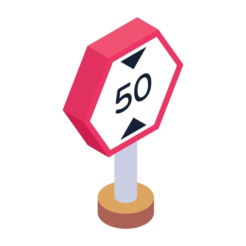 Speed signboard in isometric icon, editable vector