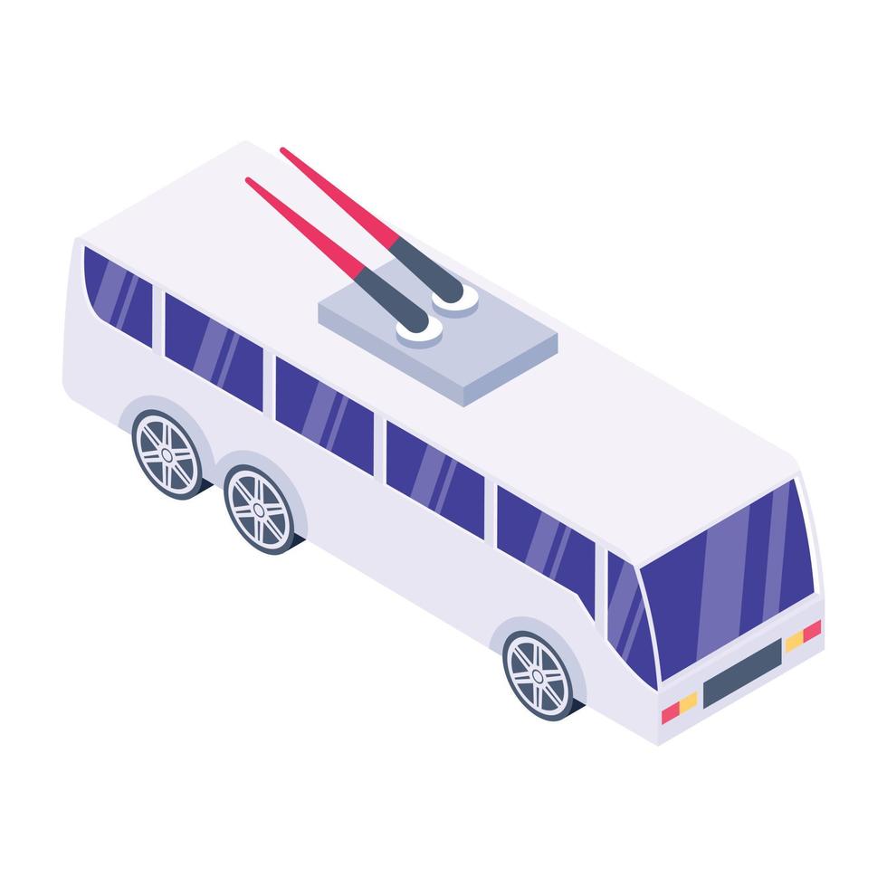 icono de estilo isométrico único de moda del bus de cable vector