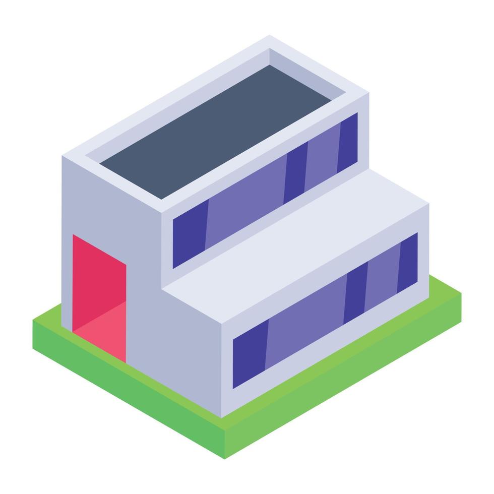 edificio comercial en icono editable isométrico vector