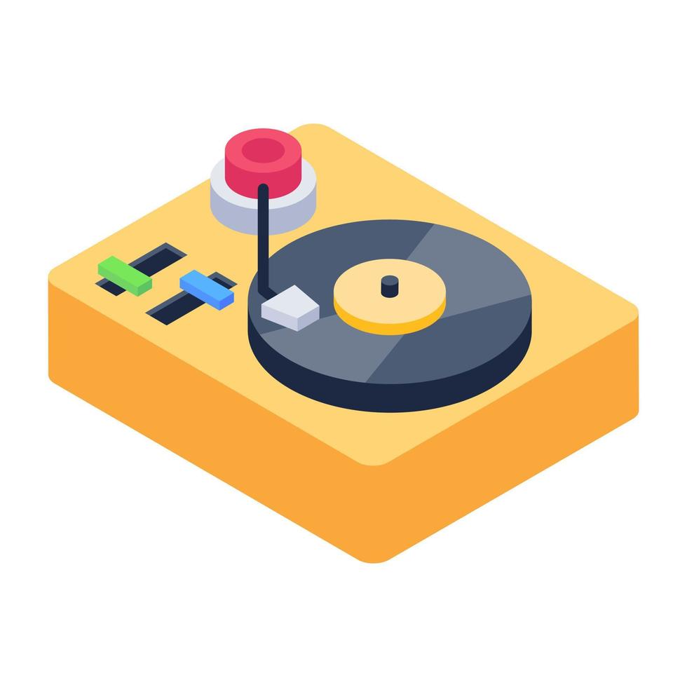 Isometric icon of vinyl player or dj player vector design