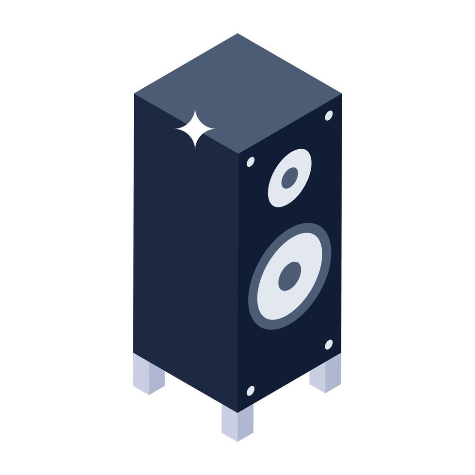 Icon of sound speaker, woofer isometric style vector