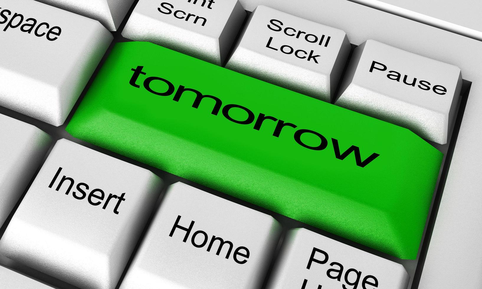tomorrow word on keyboard button photo