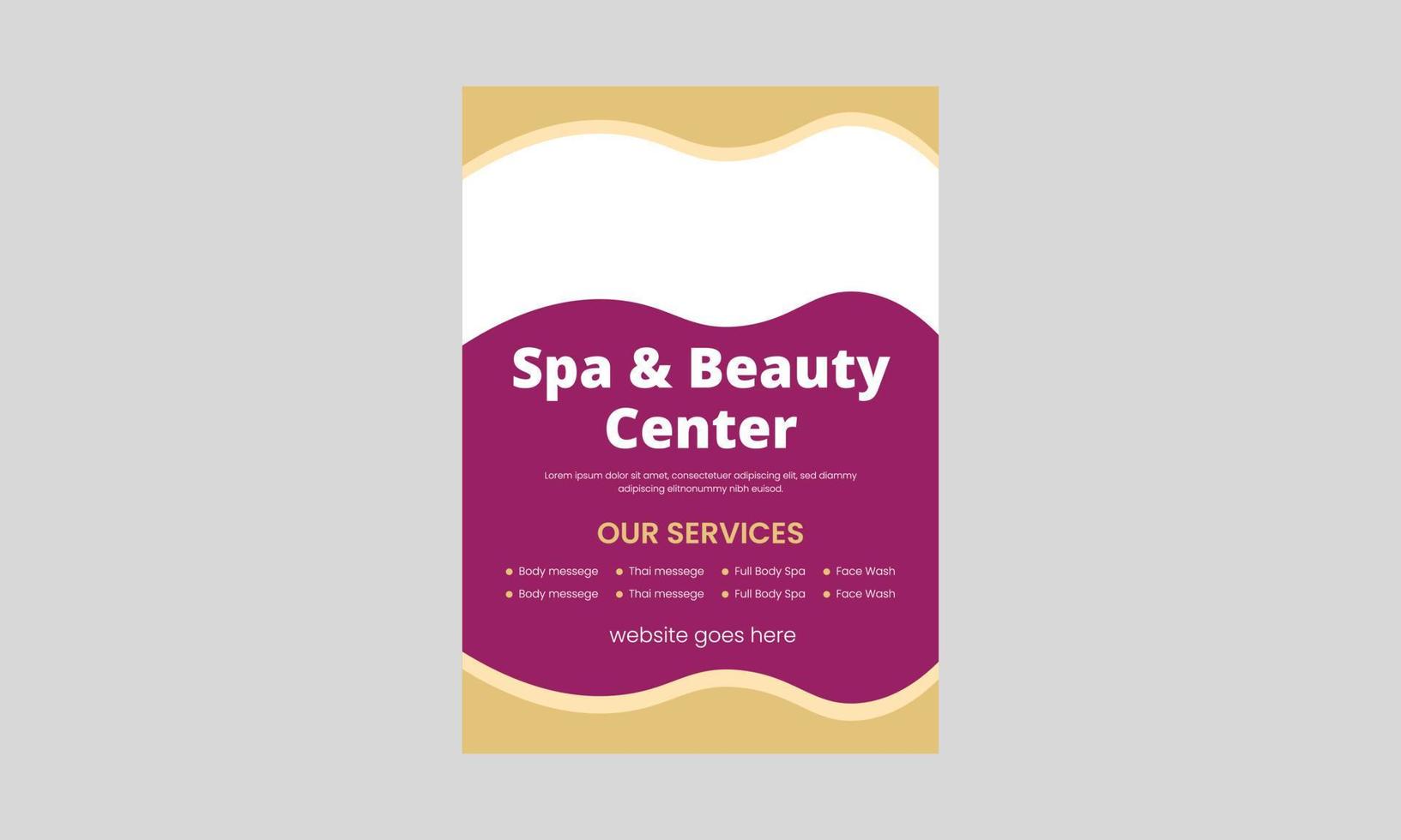 Spa, beauty, and massage flyer design template. Beauty spa hair salon print ready flyer template design. leaflet,  a4 size, flyer, cover, poster, brochure design vector