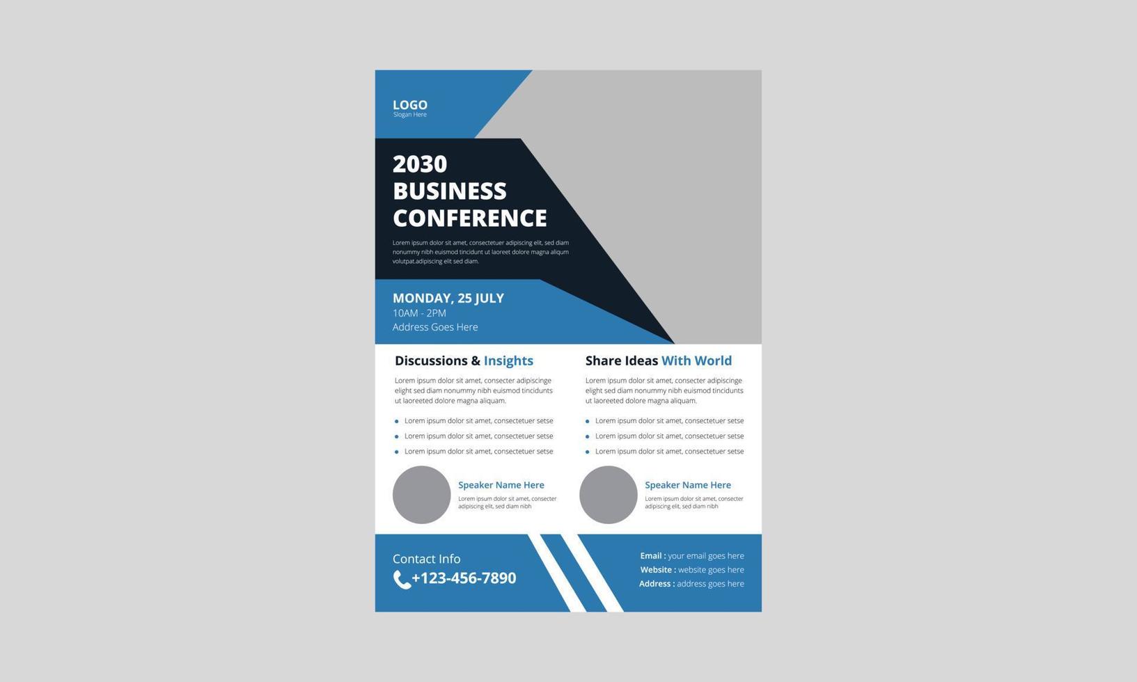 Business Conference Flyer Template Design. Conference poster leaflet design. Business or Corporate Conference Flyer Design. cover, poster, a4 size, flyer vector