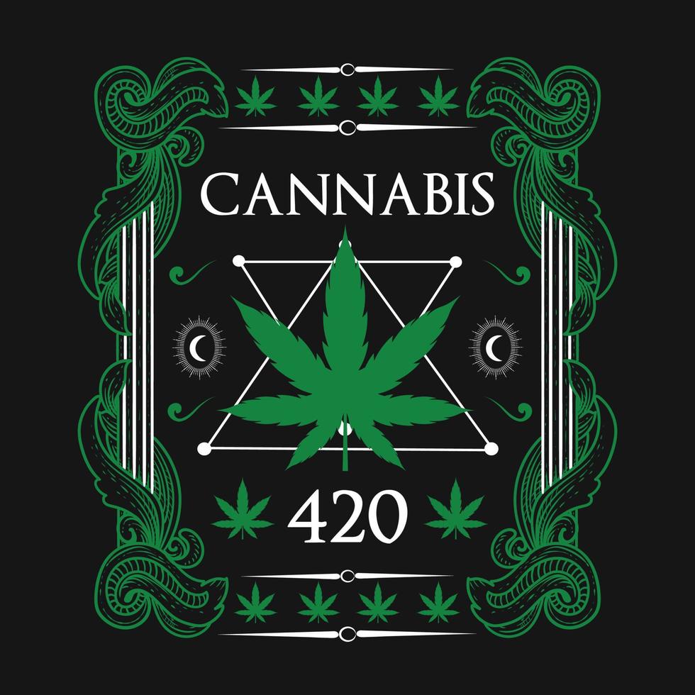 Vintage Skull Cannabis Weed T Shirt Vector