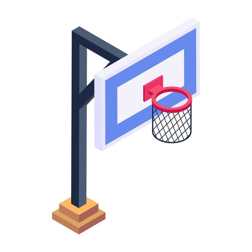 netball, icono de aro de baloncesto de estilo isométrico vector