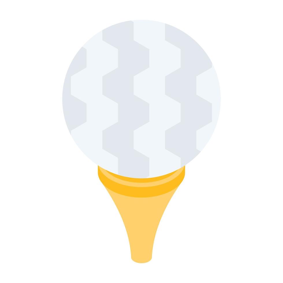 Sports game on stand, isometric icon of golf tee vector