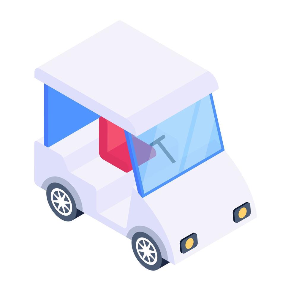 Sport field transport, isometric icon of golf cart vector