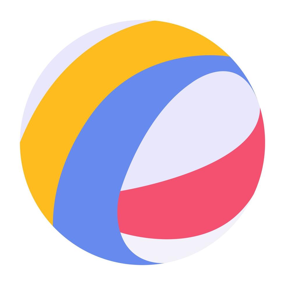 Parachute ball, isometric icon of outdoor sports equipment beach ball vector
