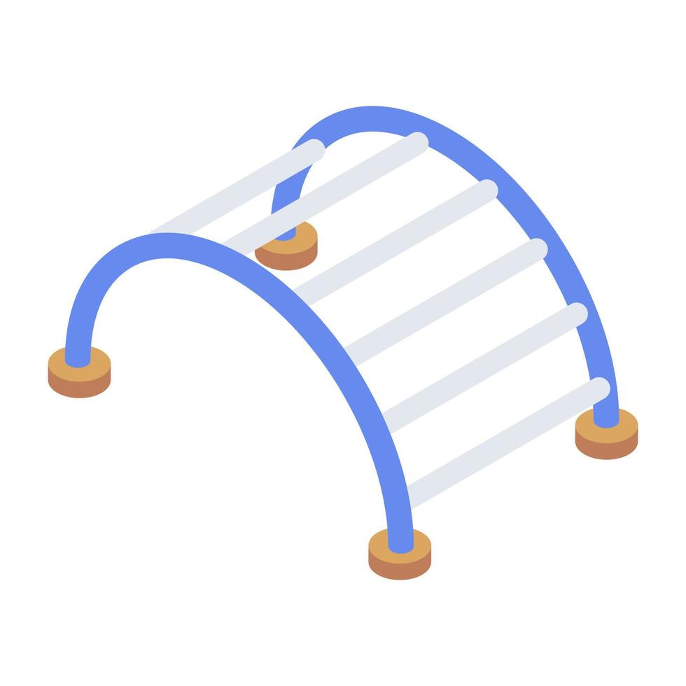 Fitness bent staircase, isometric icon of gym ladder vector