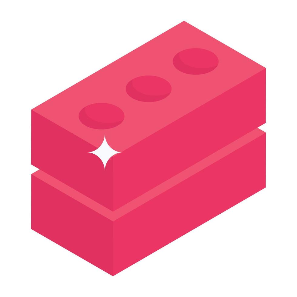 Bricks in isometric unique icon, editable vector