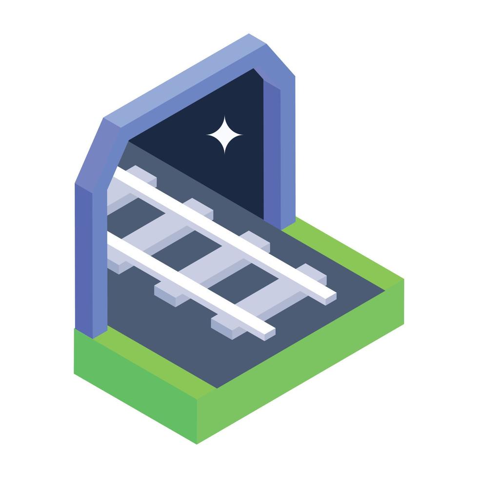 Railway tunnel isometric editable icon, trendy vector