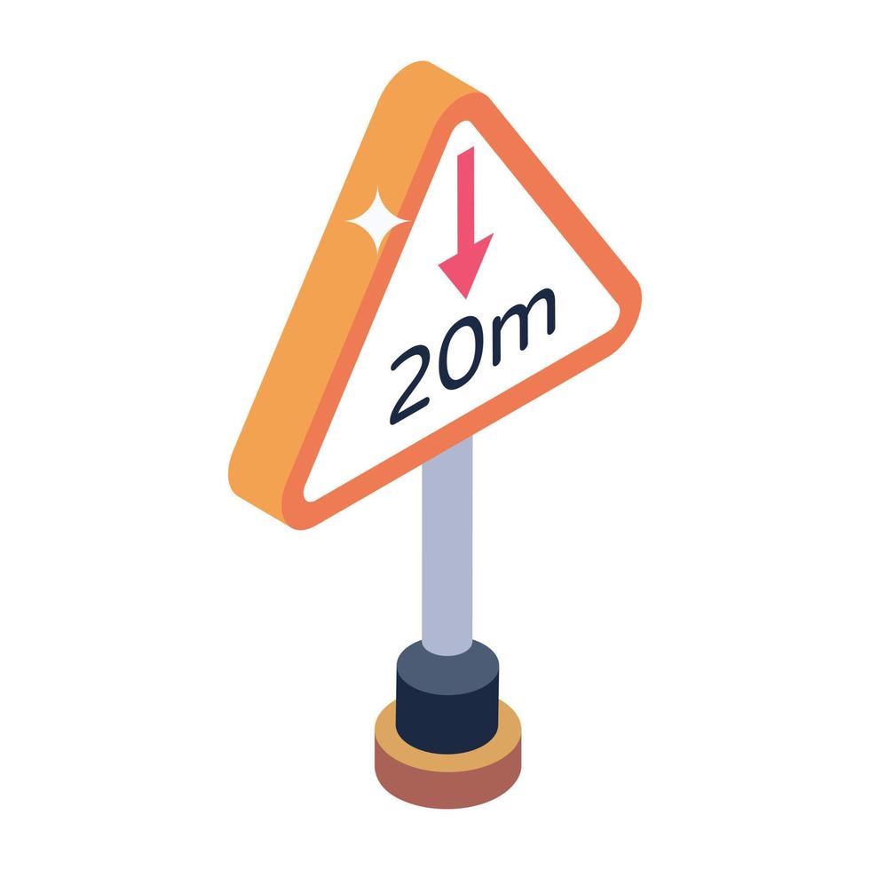 Distance sign board isometric style icon vector