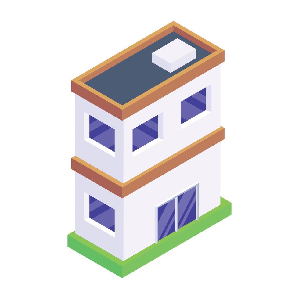 edificio en icono isométrico editable vector