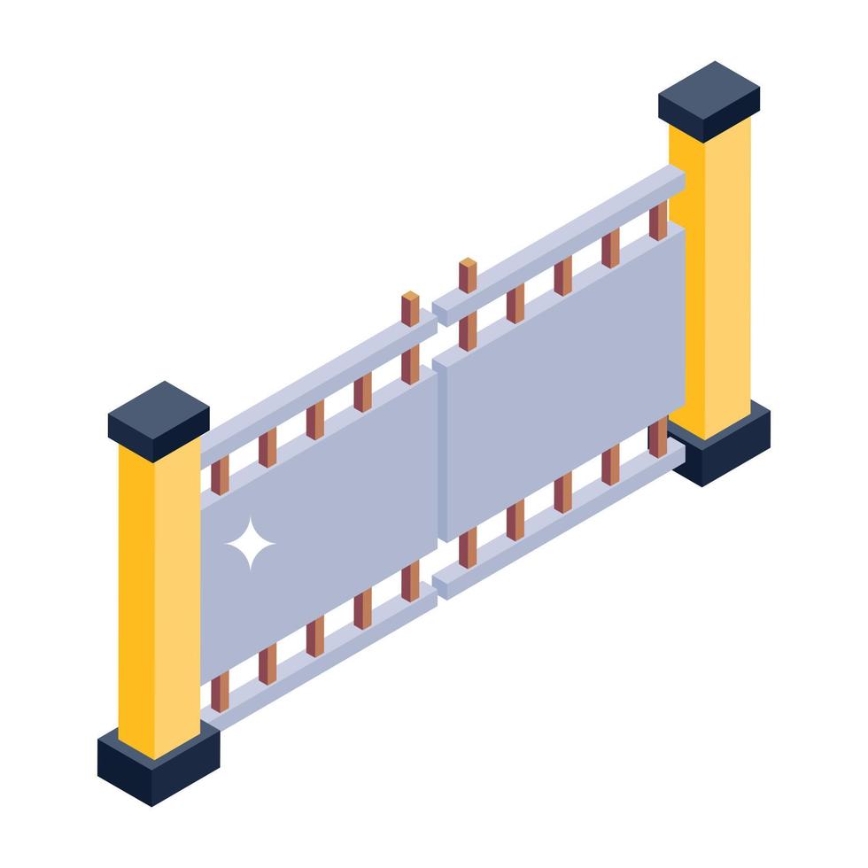 Modern fence in isometric editable icon vector