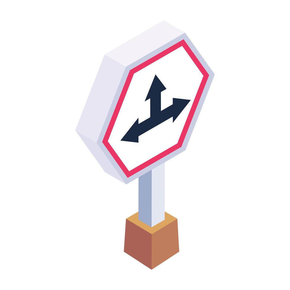 Trendy editable isometric style icon of road Directions sign vector