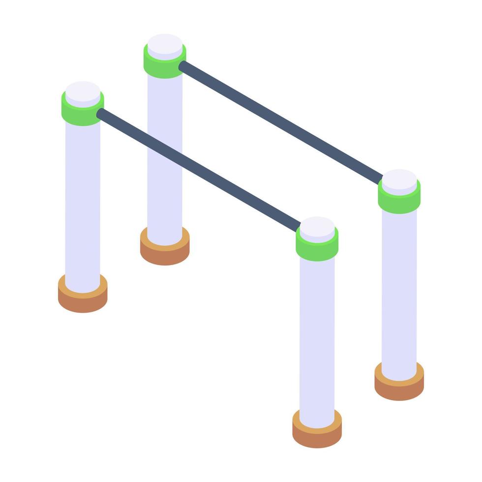 Outdoor racing equipment, isometric icon of parallel bars vector