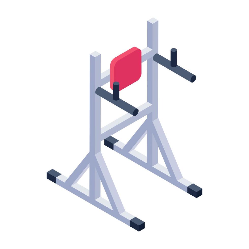 icono de máquina de prensa de hombro de estilo isométrico, equipo de gimnasio vector
