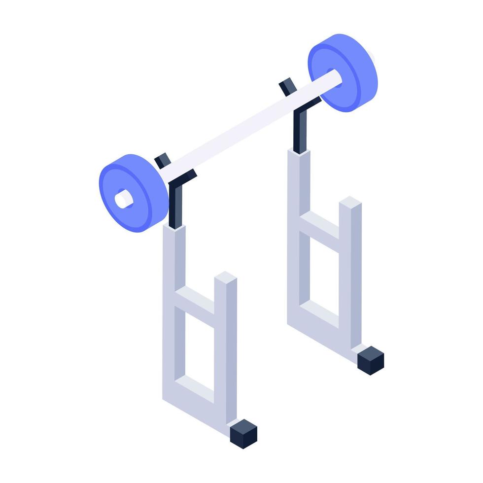 icono de soporte en cuclillas de estilo isométrico, equipo de fitness vector