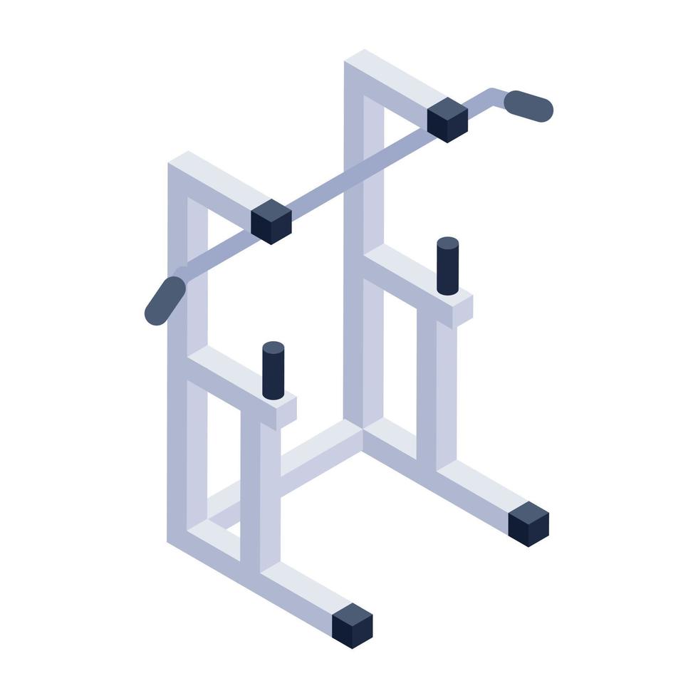 Chest press icon of isometric style, fitness club equipment vector