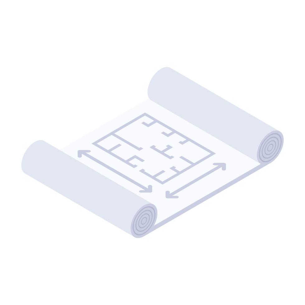 Blueprint in trendy editable isometric icon vector