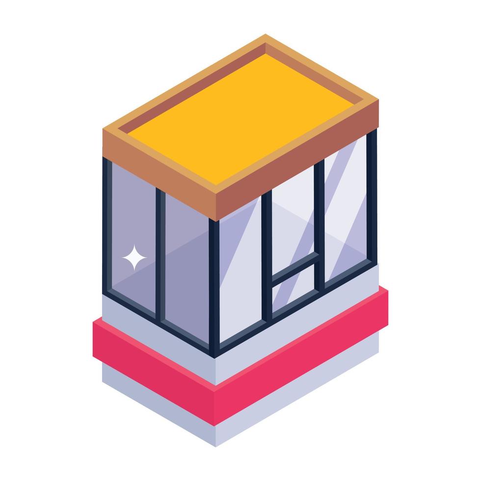 Glass lift in isometric trendy icon, editable vector