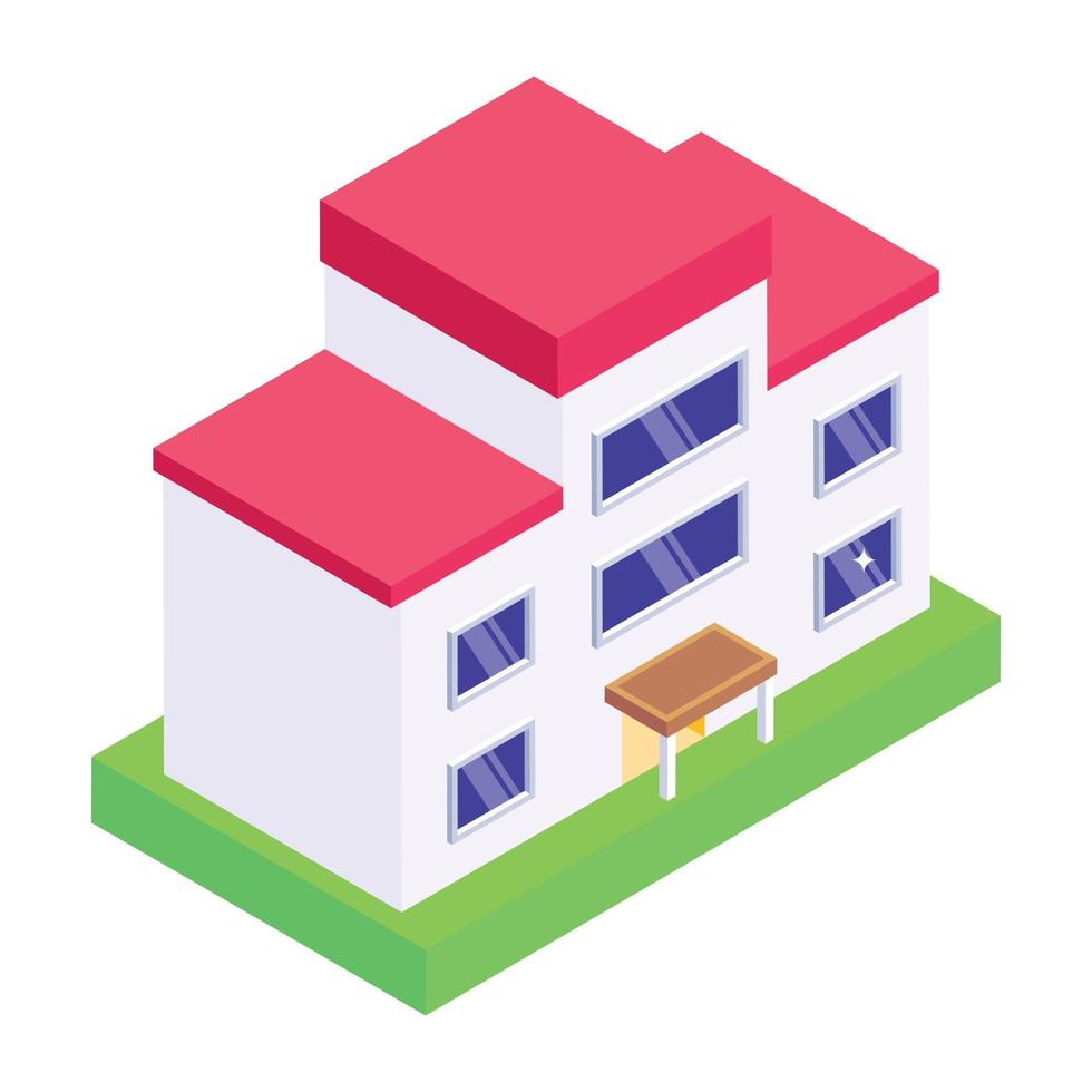 Building in isometric editable icon vector