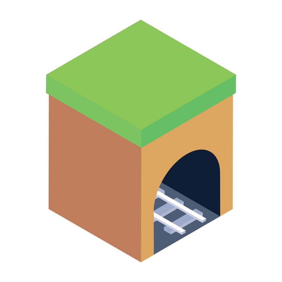 Railway tunnel isometric editable icon, trendy vector