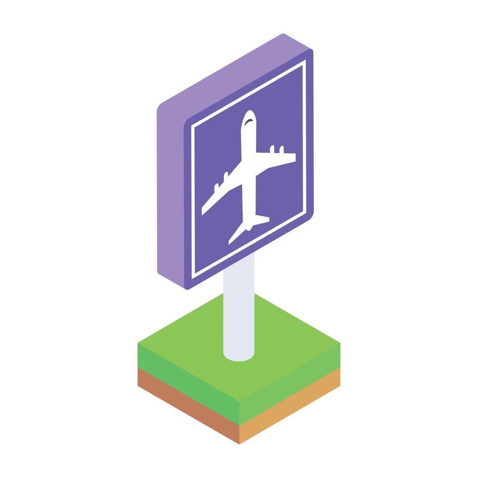 Trendy isometric style icon of airport sign board vector