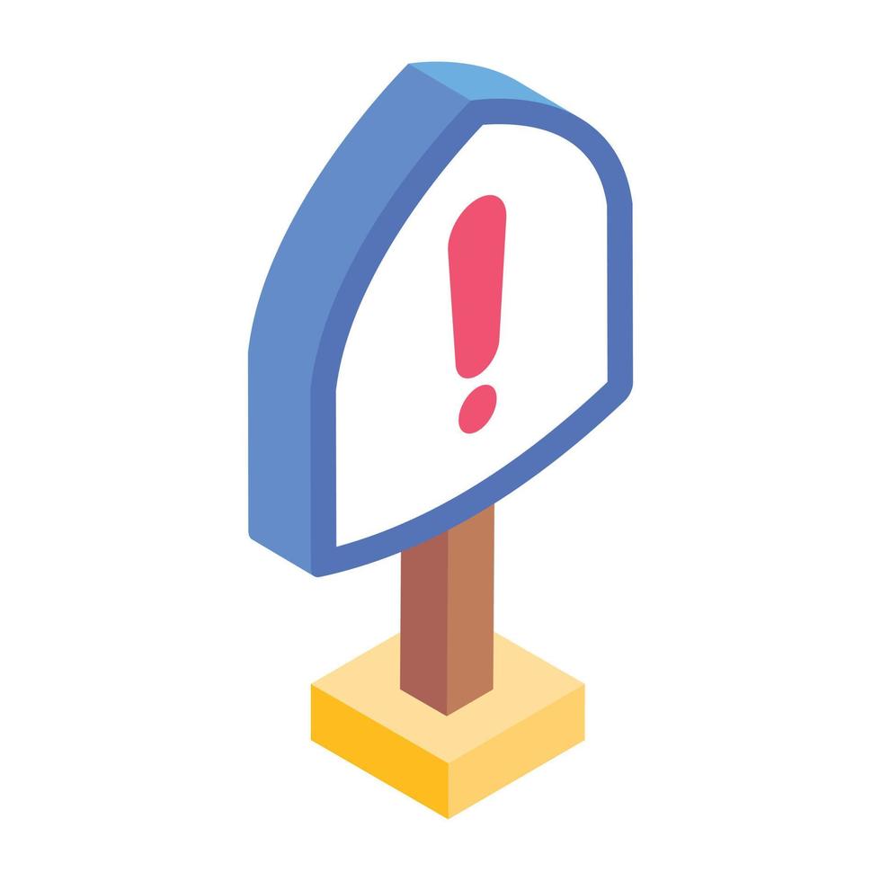 Exclamation board trendy isometric style icon vector