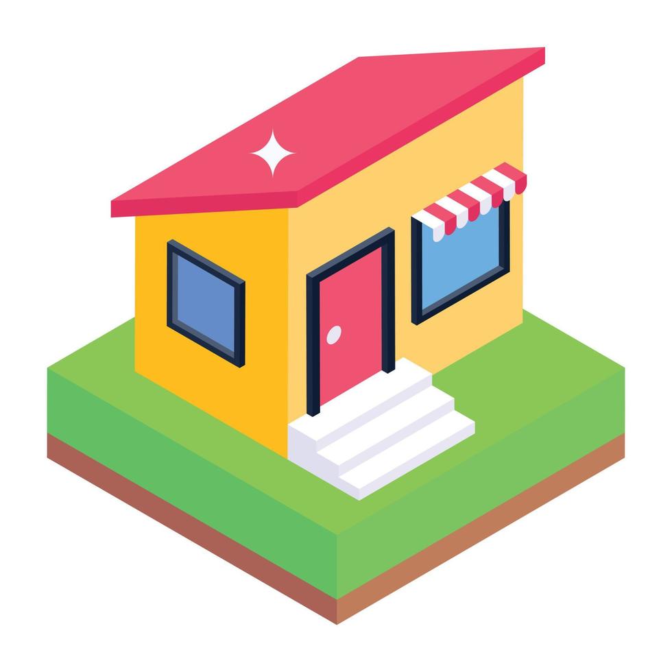 Building in isometric editable icon vector