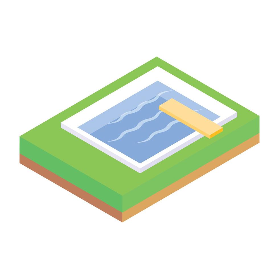 Editable isometric icon of swimming pool vector