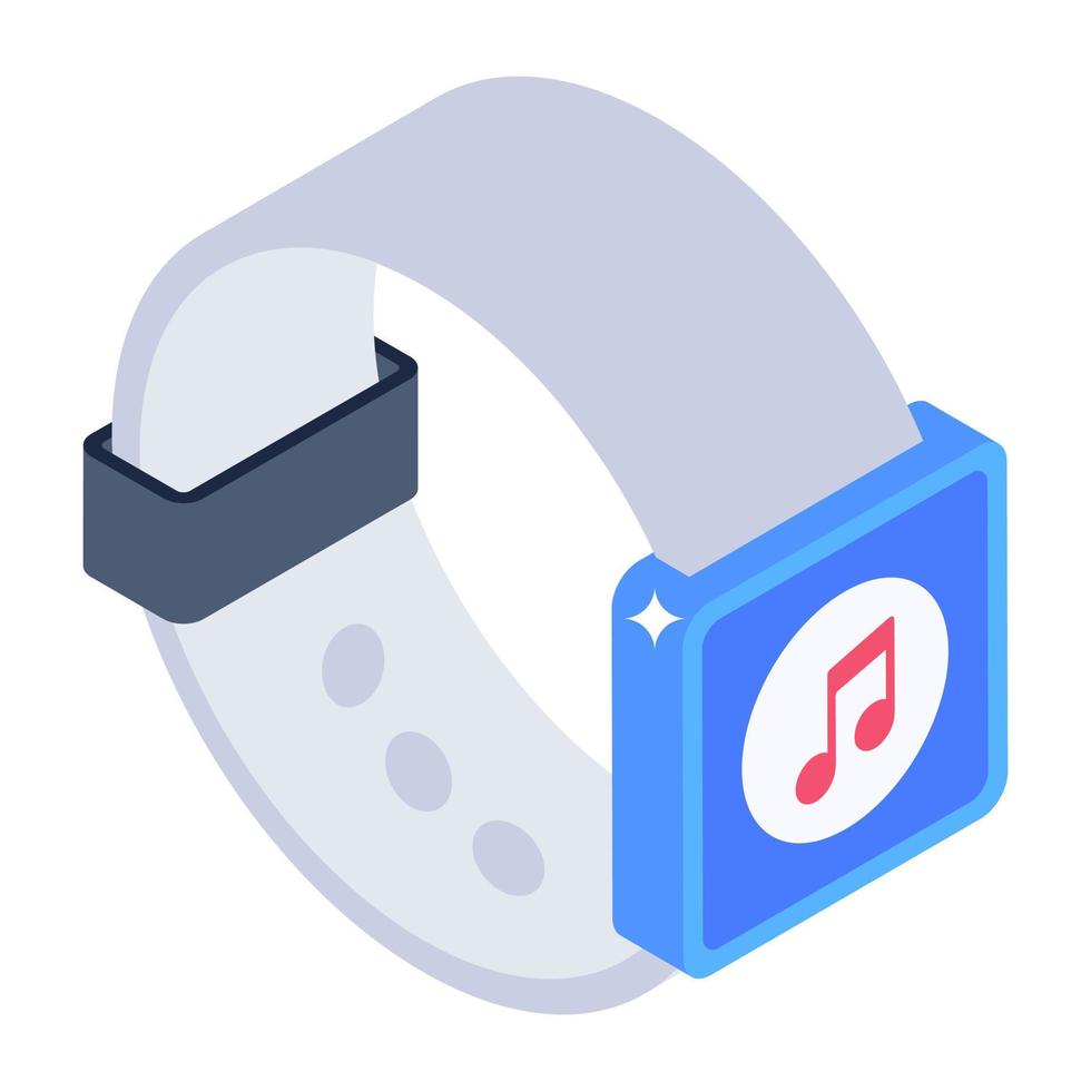 Editable isometric vector of music watch
