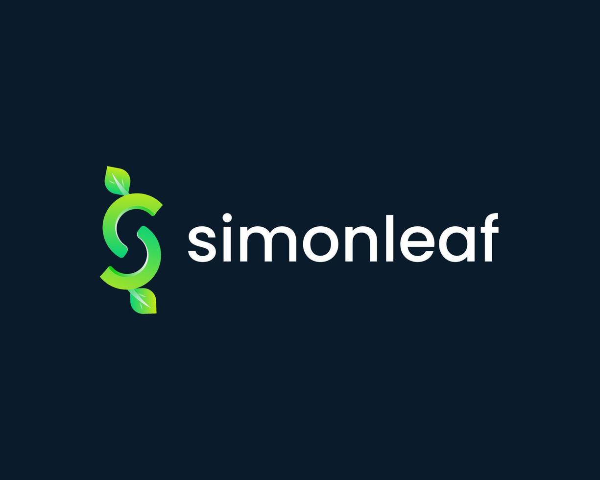 letter s with leaf logo design vector