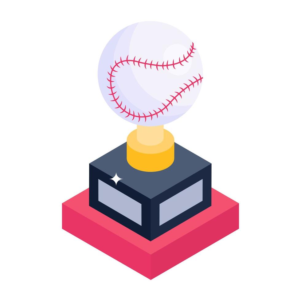 icono de trofeo de béisbol ganador en estilo isométrico moderno vector