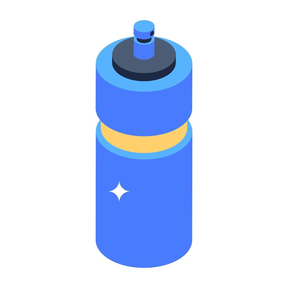 Water drinking equipment, isometric icon of sports bottle vector