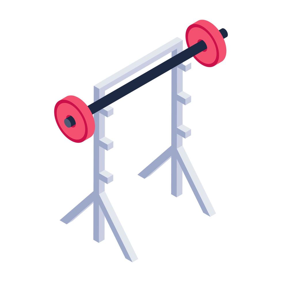 icono de soporte en cuclillas de estilo isométrico, equipo de fitness vector