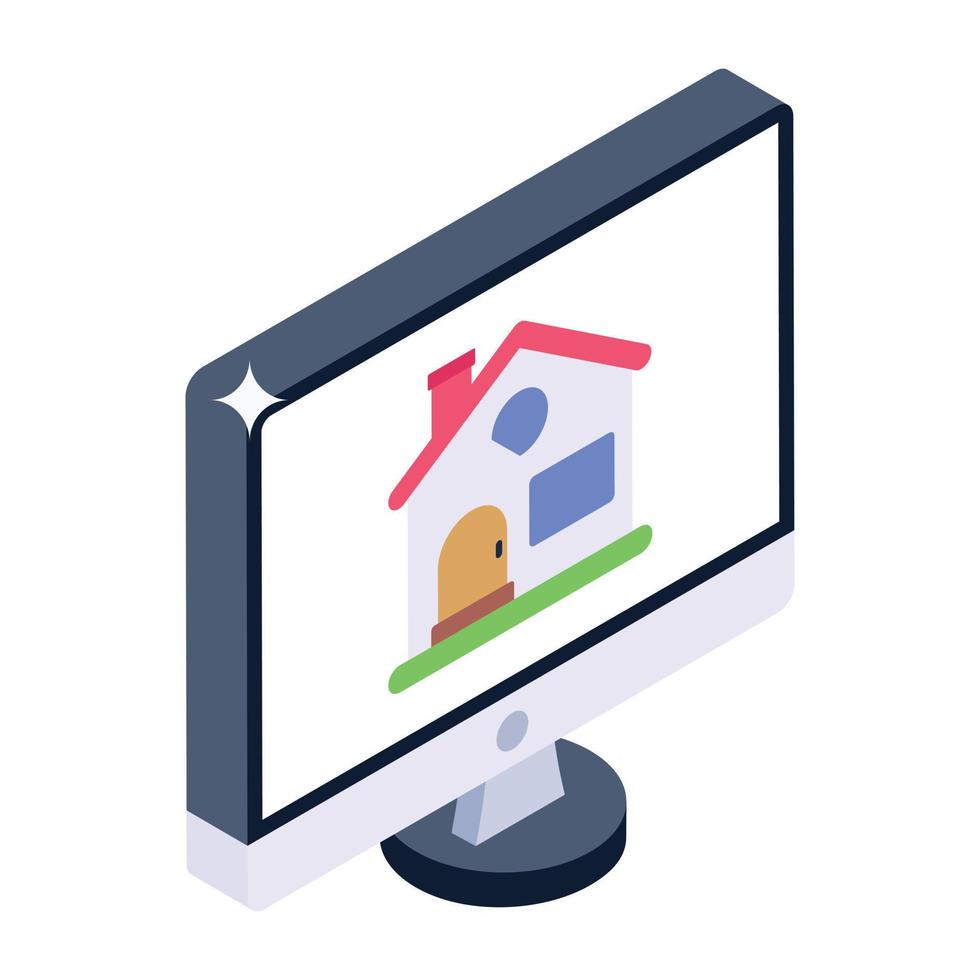 Online real estate in isometric icon vector