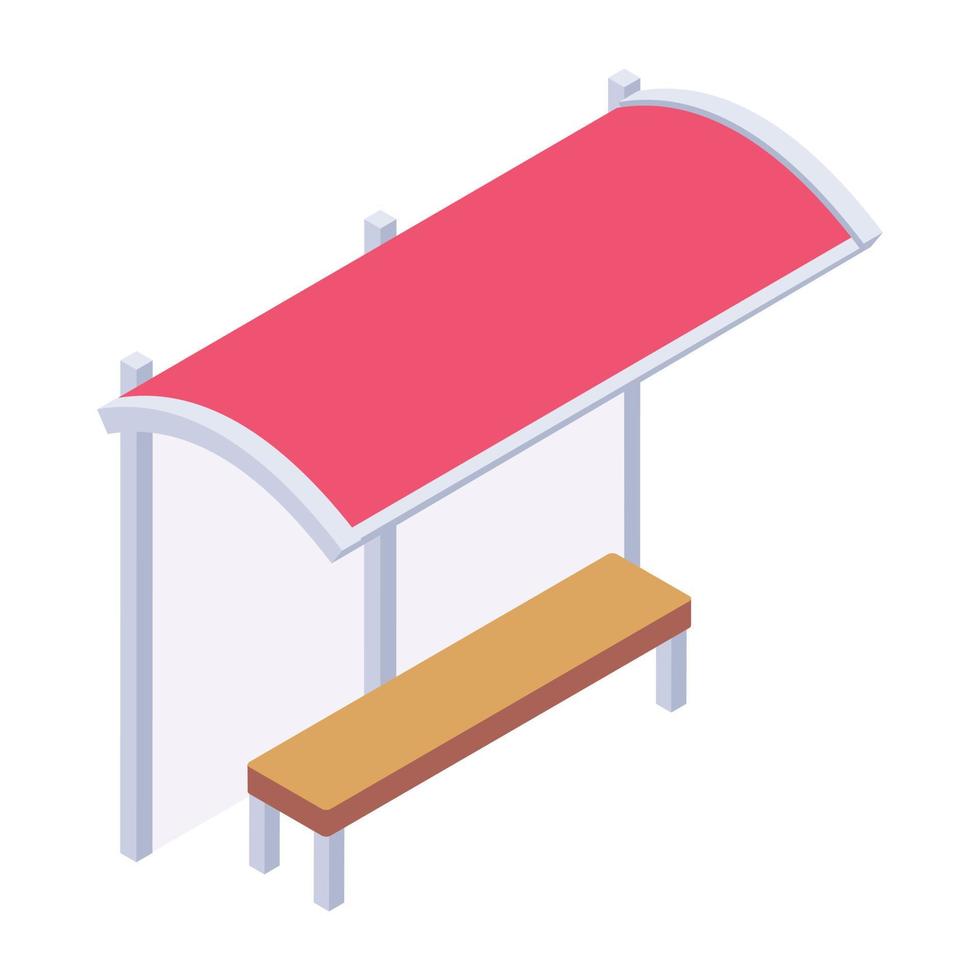 Station bench in isometric icon vector