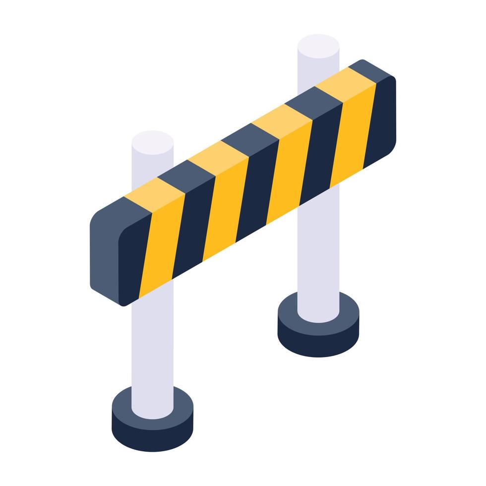 Construction barrier in isometric icon, editable vector