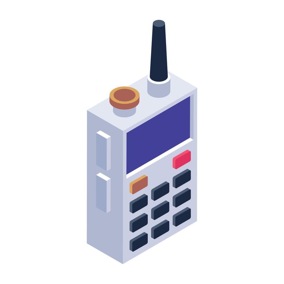 icono isométrico de walkie talkie, vector editable