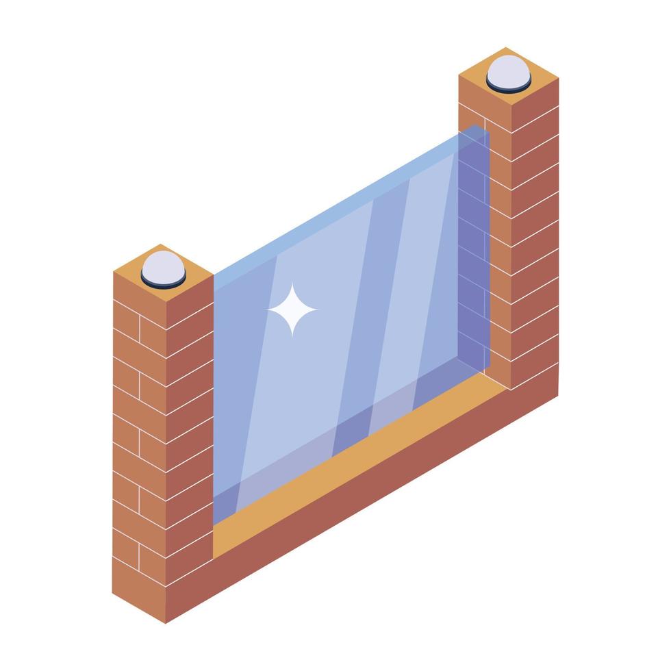 Glass wall isometric trendy icon vector