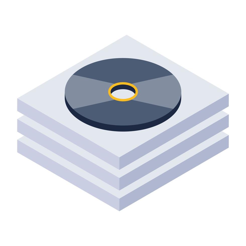 A modern isometric icon of cd rack vector