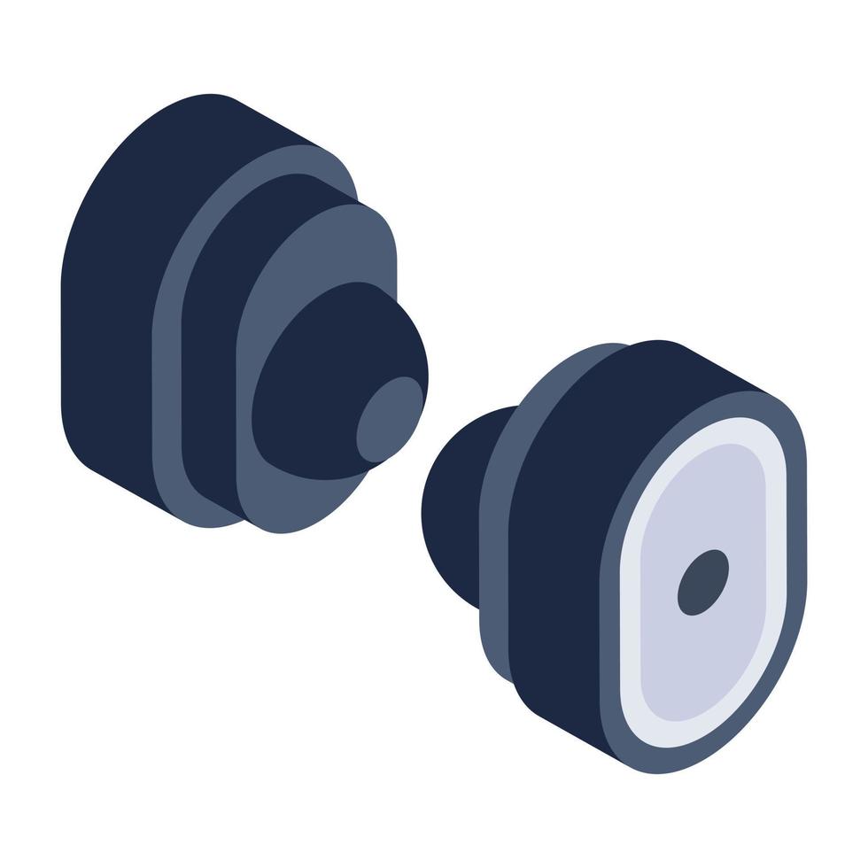 Ear pods, earbuds, wireless handsfree isometric icon vector